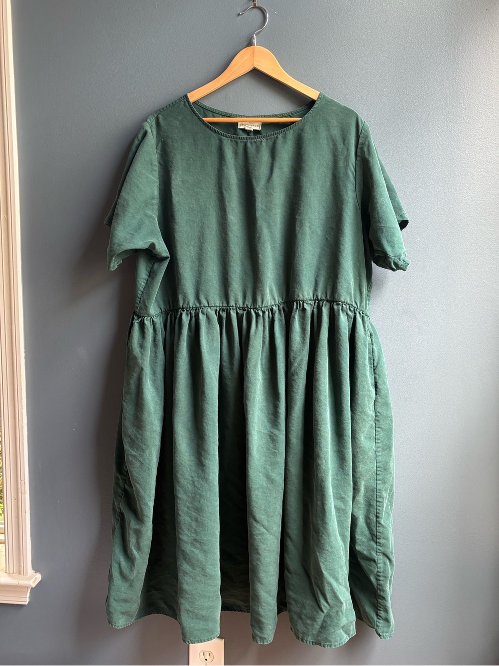 Tradlands Original Nico Dress XL Emerald Green Oversized Tencel Linen Pockets